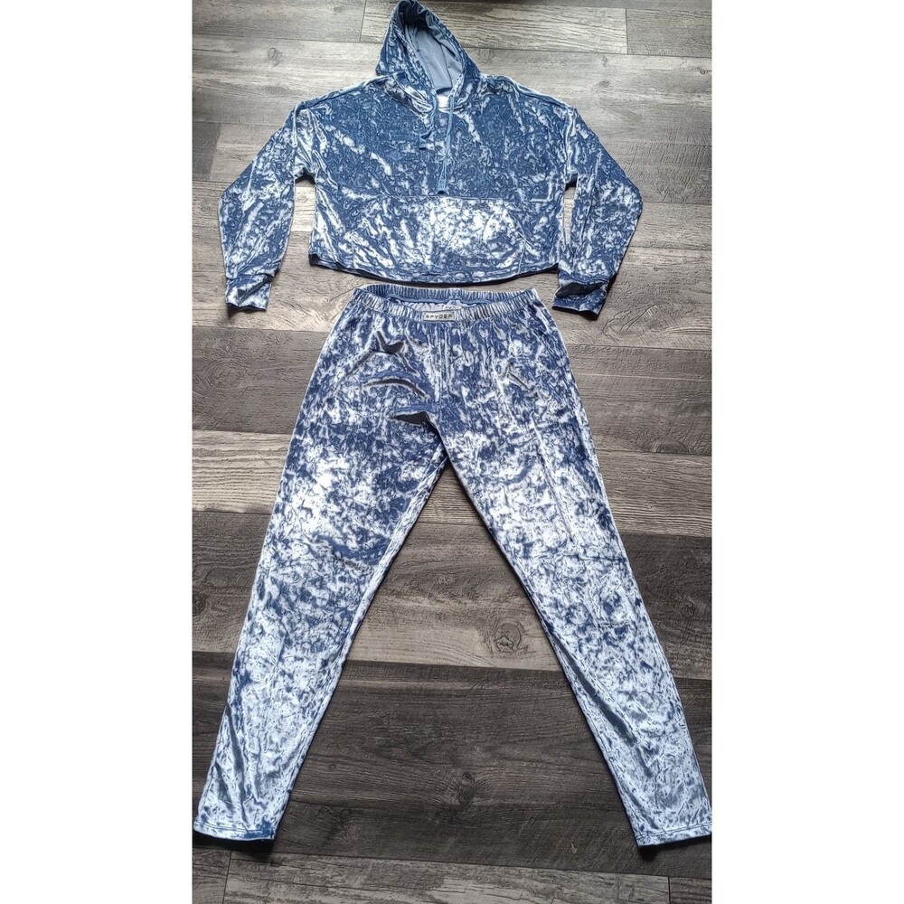 Spyder Women's L Blue Crushed Velvet Track Suit